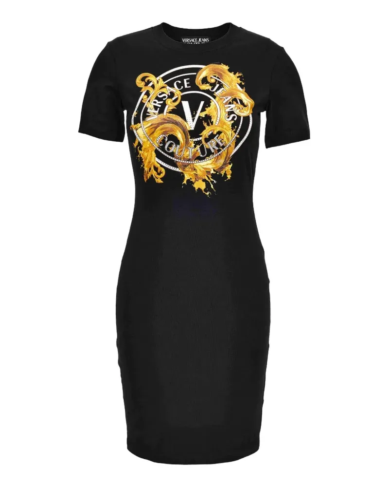 Versace Jeans Kleid mit V-Emblem - Schwarz Schwarz