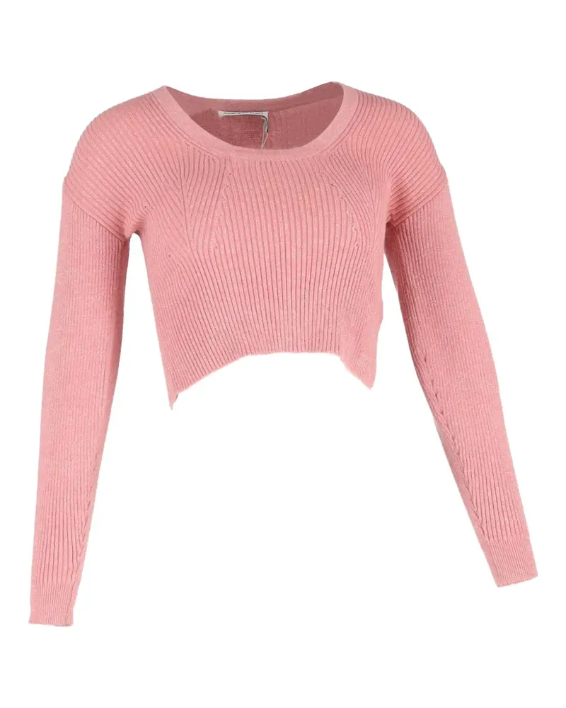 Self-Portrait Gerippter Cropped-Pullover - Rosa Rosa