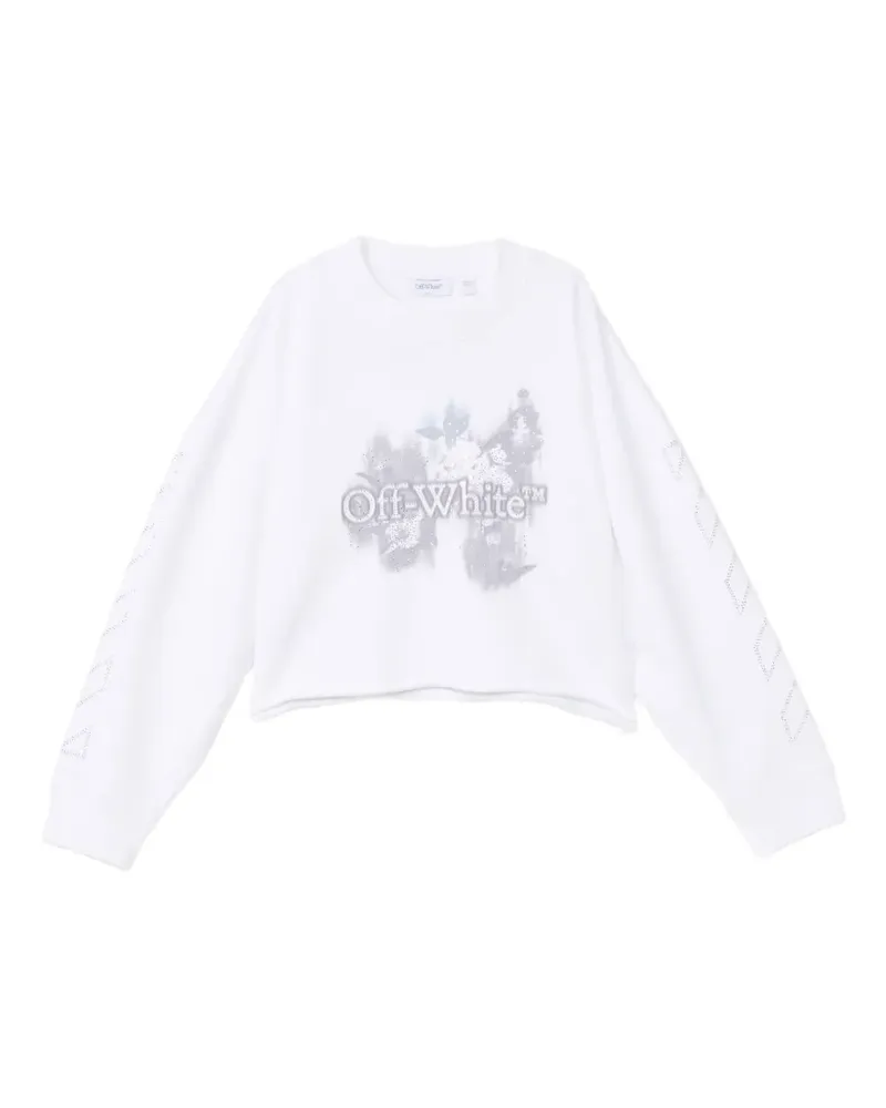 OFF-WHITE Sweatshirt mit Kristallblumenprint - Weiß Weiß