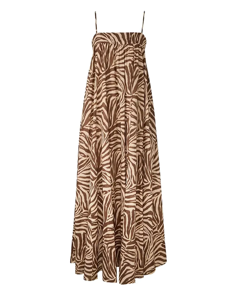Zimmermann Wanderlust zebra-print midi dress - Braun Braun