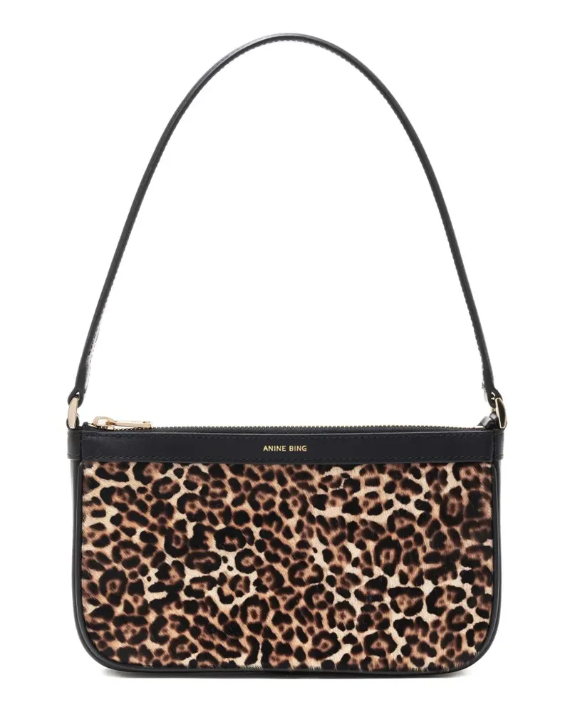 Anine Bing Mini Elly Schultertasche mit Leoparden-Print - Braun Braun