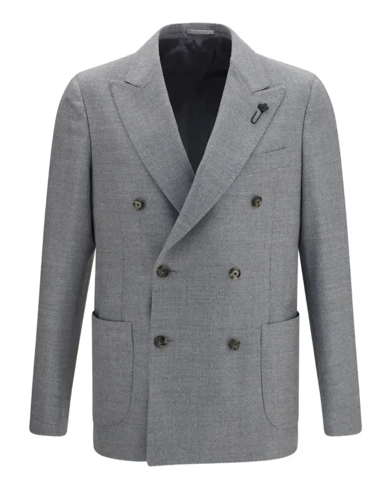 LARDINI double-breasted patch-pockets blazer - Grau Grau