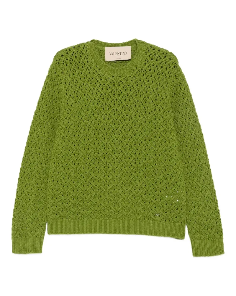 Valentino Garavani V-detail cable-knit sweater - Grün Grün