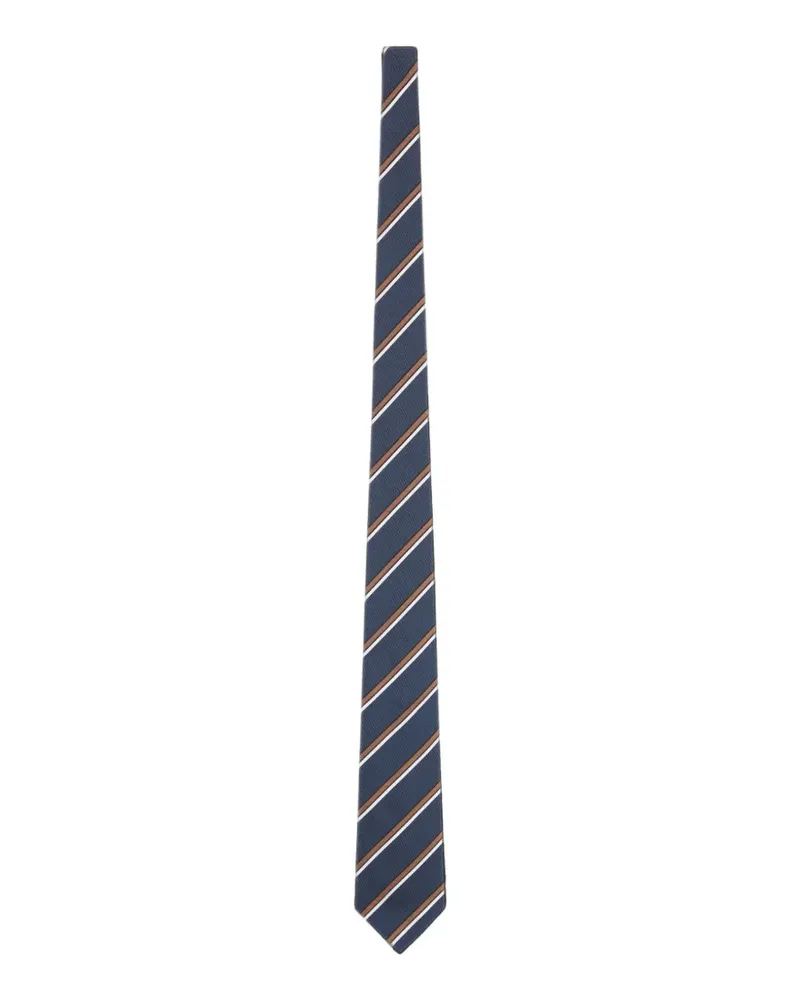 Kiton Seidenkrawatte mit diagonalen Streifen - Blau Blau