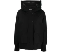 Gefütterte Jacke mit Kordelzug - Schwarz