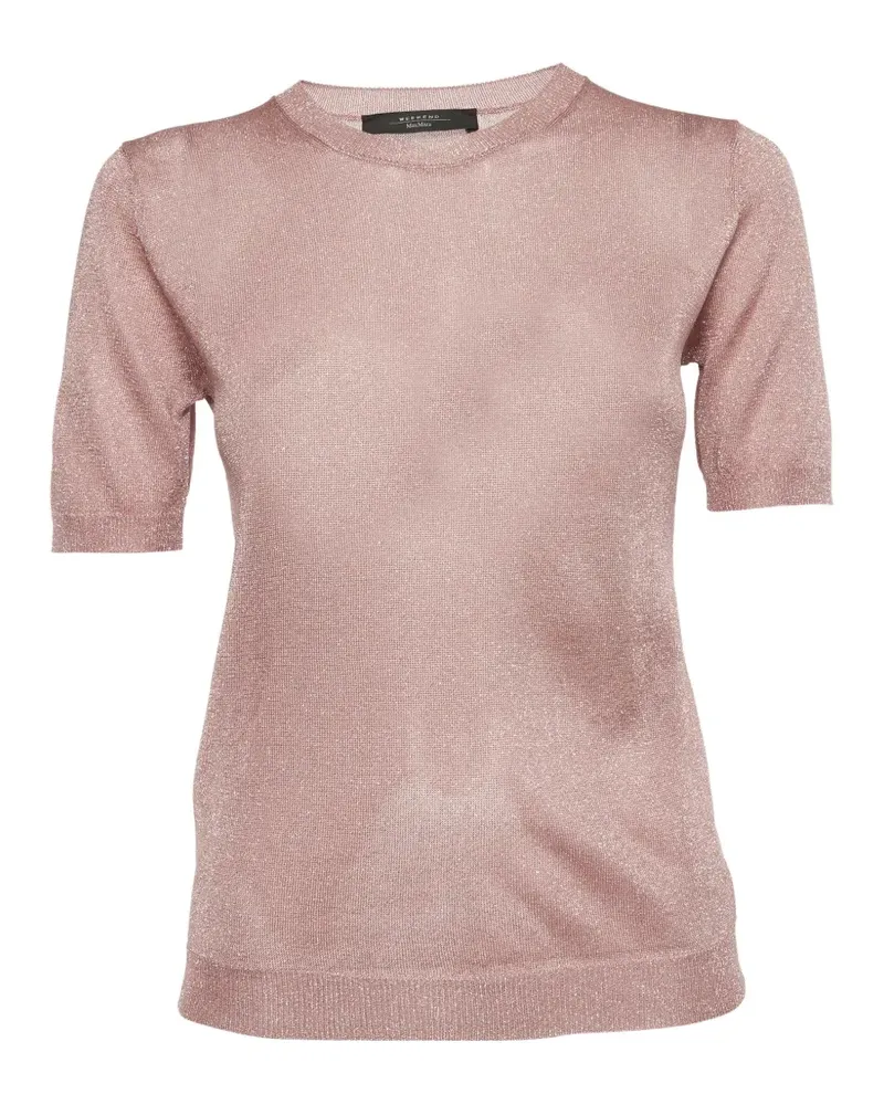 Max Mara Lurex-knit crew-neck top - Rosa Rosa