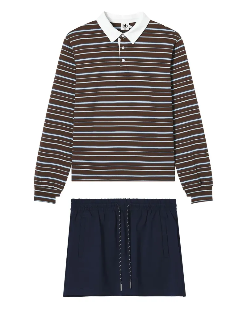 b+ab Gestreiftes Poloshirt - Braun Braun