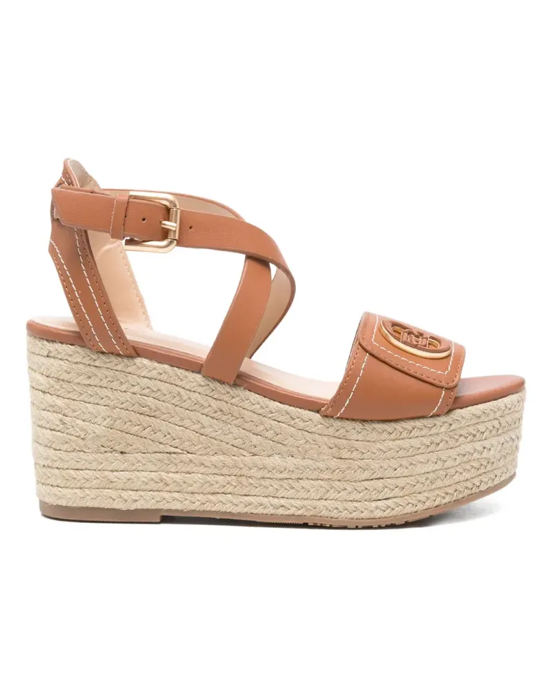 Liu Jo logo-plaque wedge sandals - Braun Braun