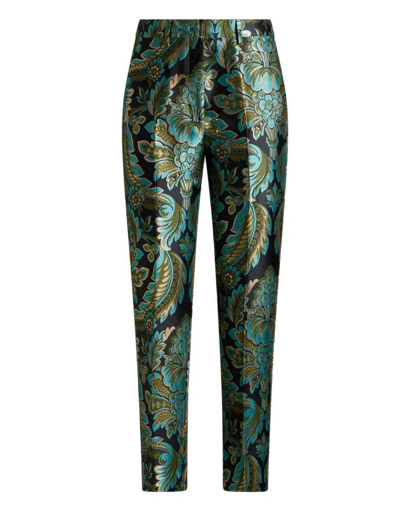 Etro Hose aus Blumen-Jacquard - Grün Grün