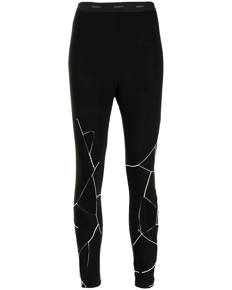 Yohji Yamamoto Leggings mit Logo-Bund - Schwarz Schwarz