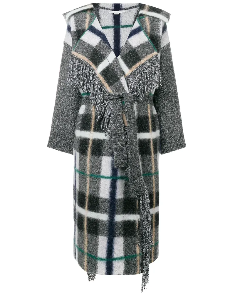 Stella McCartney Strickmantel mit Karomuster - Grau Grau