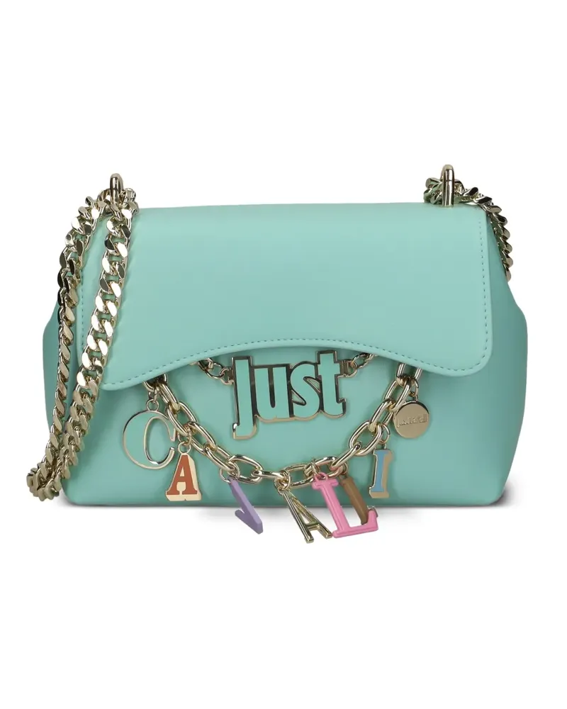 Just Cavalli Verzierte Schultertasche mit Anhänger - Blau Blau