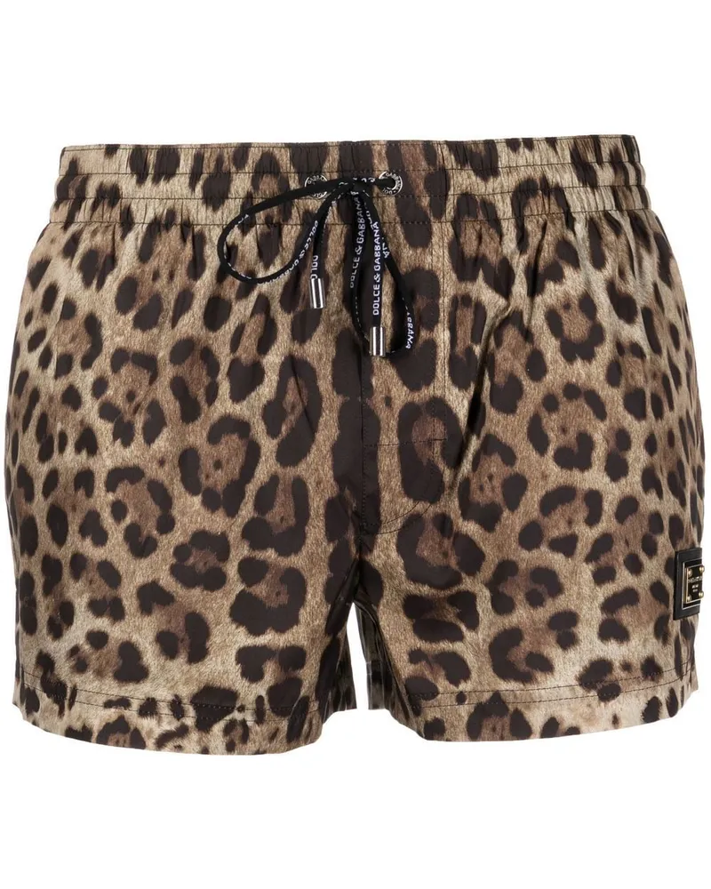 Dolce & Gabbana Badeshorts mit Leoparden-Print - Braun Braun