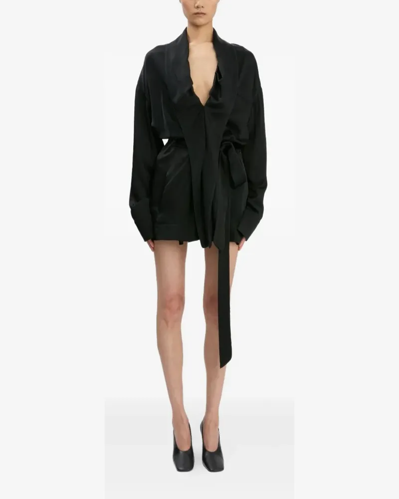 Victoria Beckham wrap-neck satin dress - Schwarz Schwarz