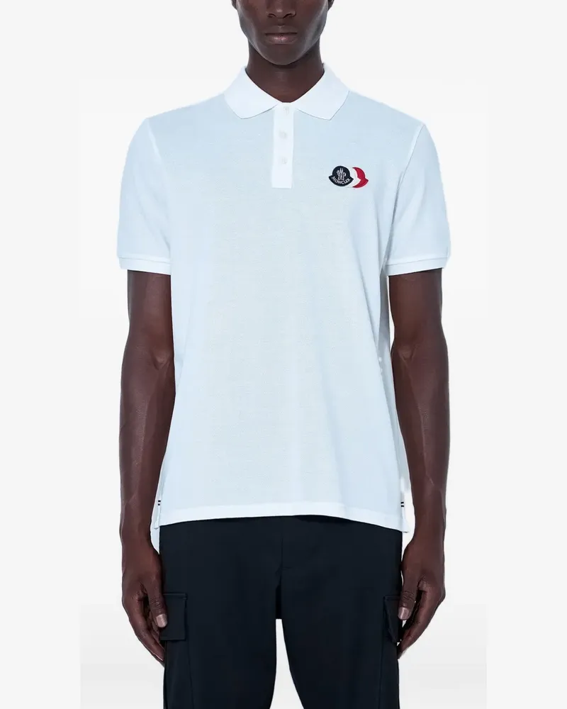 Moncler logo-patch piqué polo shirt - Weiß Weiß