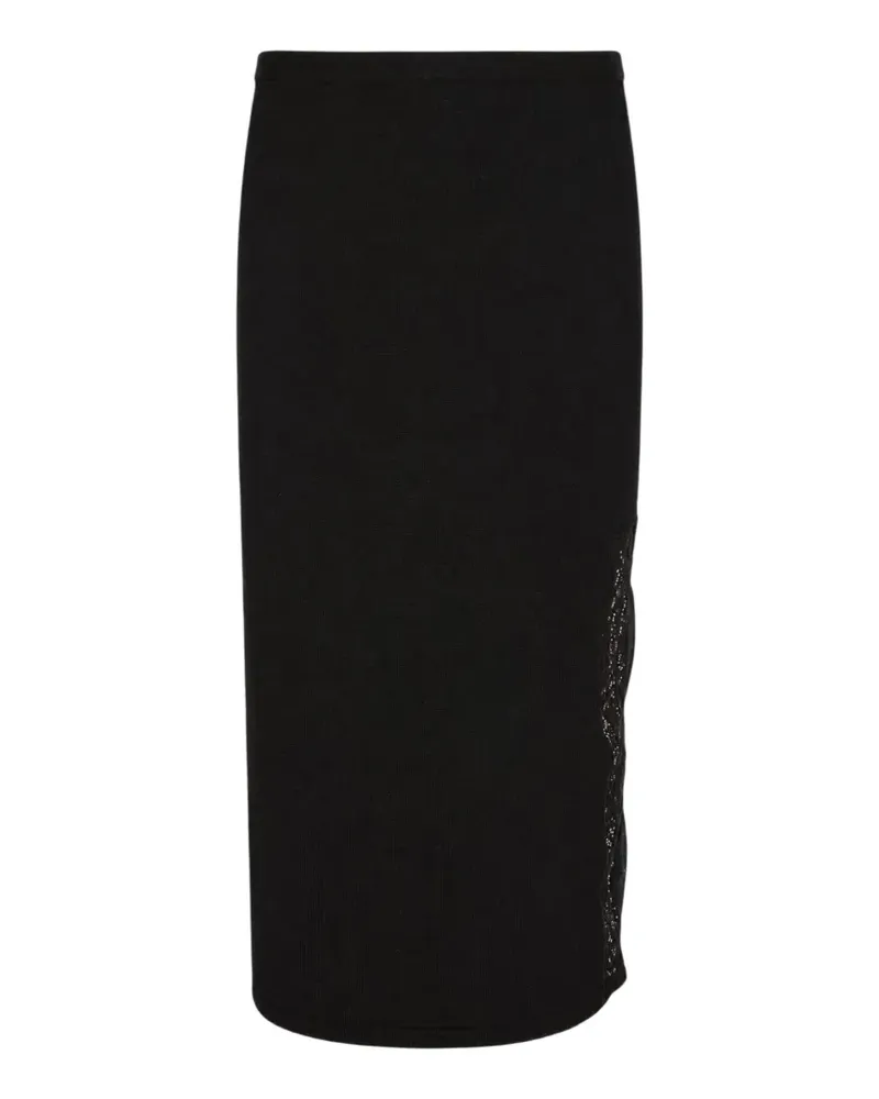 N° 21 Strickrock mit Spitzeneinsätzen - Schwarz Schwarz