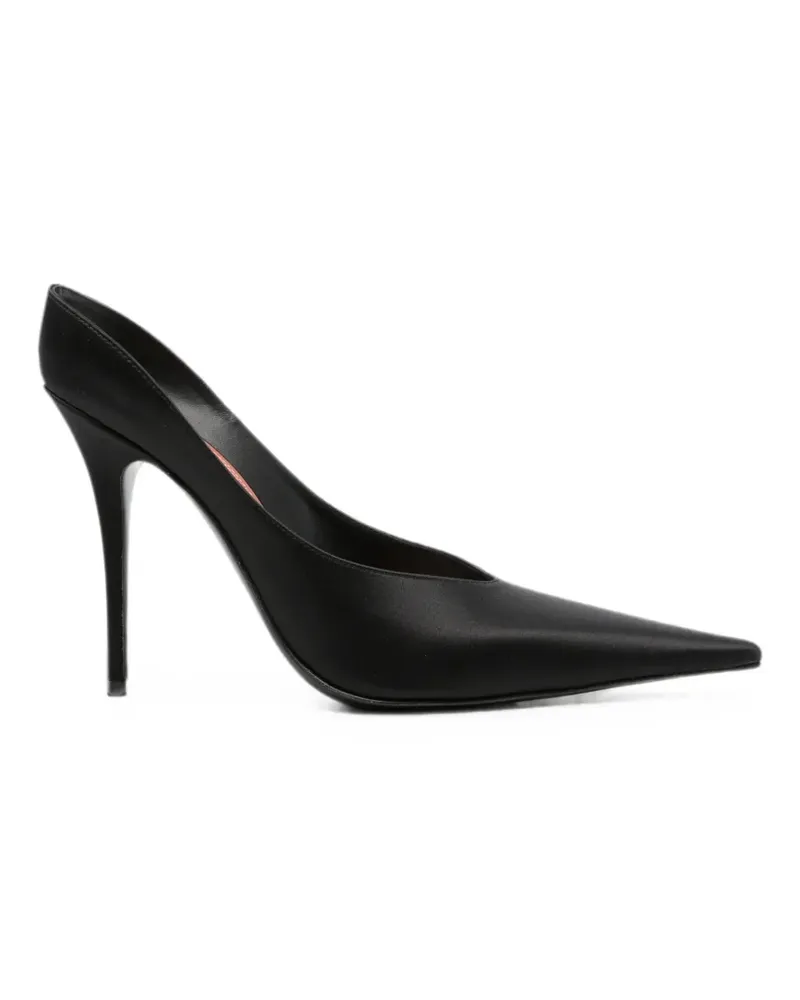Amina Muaddi Anok Pumps aus Satin - Schwarz Schwarz