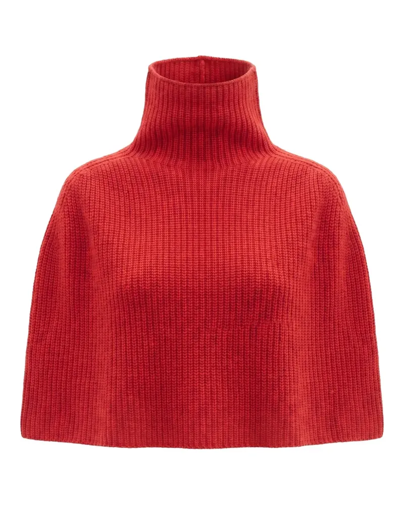 Sa Su Phi Gerippter Poncho aus Kaschmir - Rot Rot