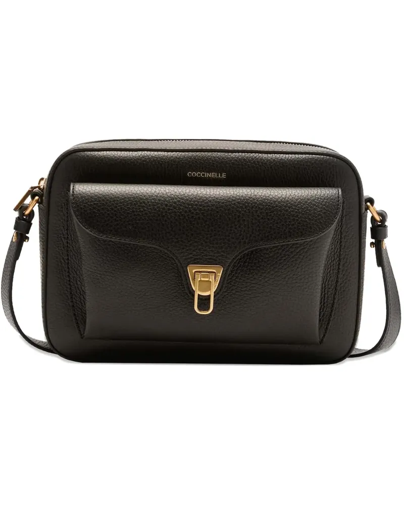 Coccinelle Große Beat Soft Schultertasche mit Klappentasche - Schwarz Schwarz