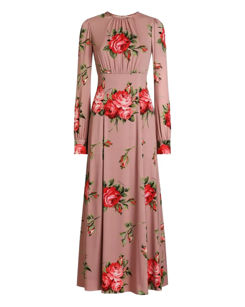 Dolce & Gabbana Midikleid mit Blumen-Print - Rosa Rosa