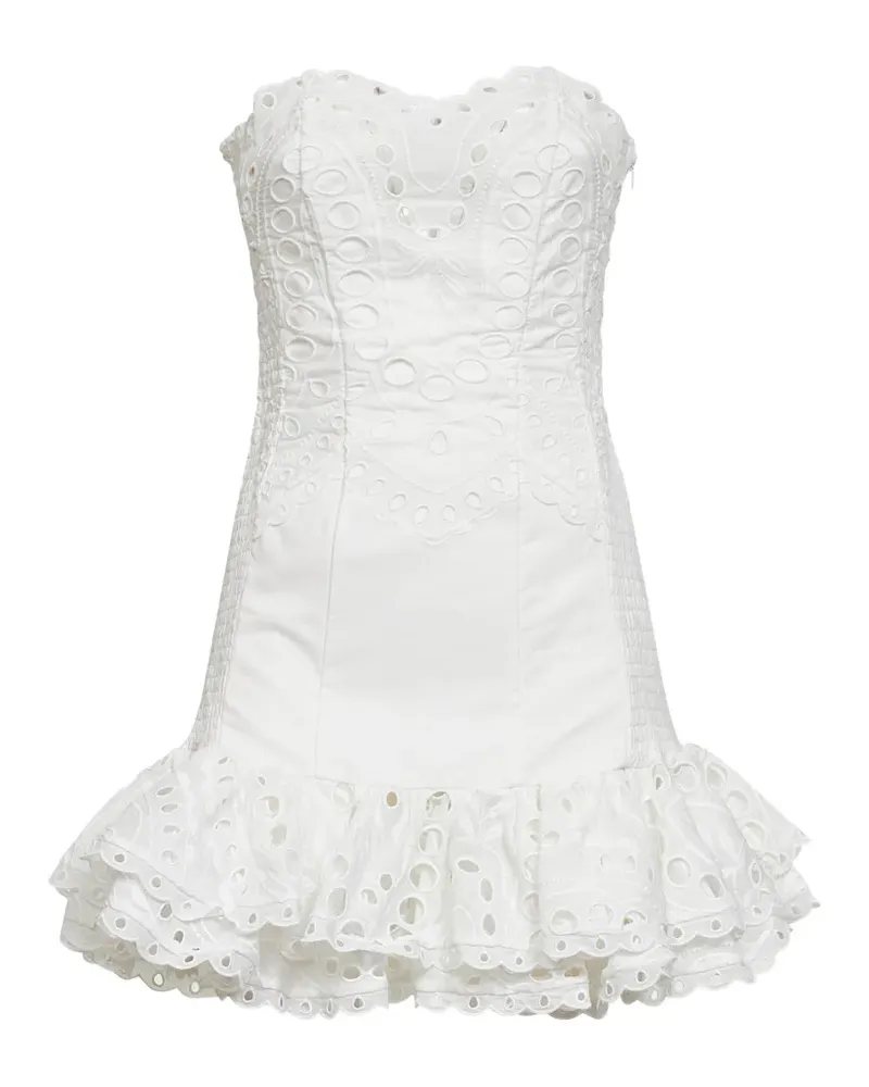 Charo Ruiz Santy broderie-anglaise ruffled mini dress - Weiß Weiß