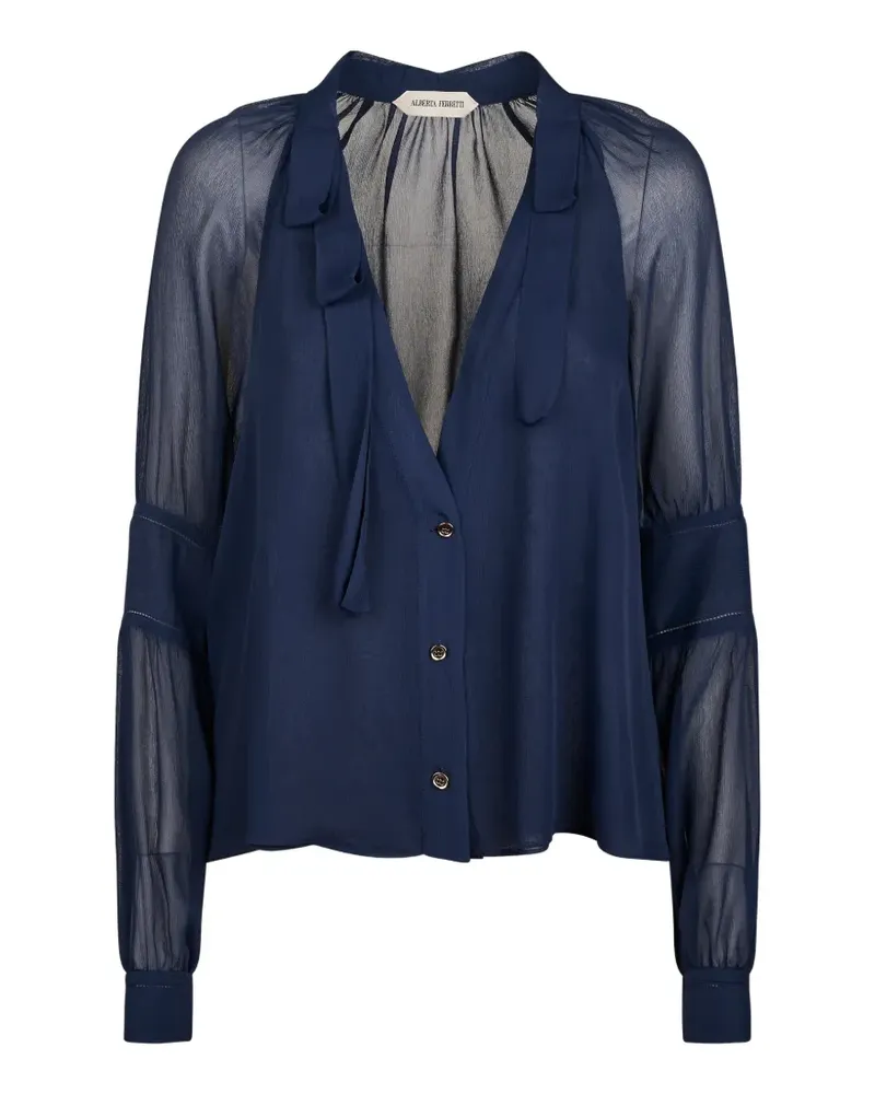 Alberta Ferretti Oberteil mit Schleifenkragen - Blau Blau