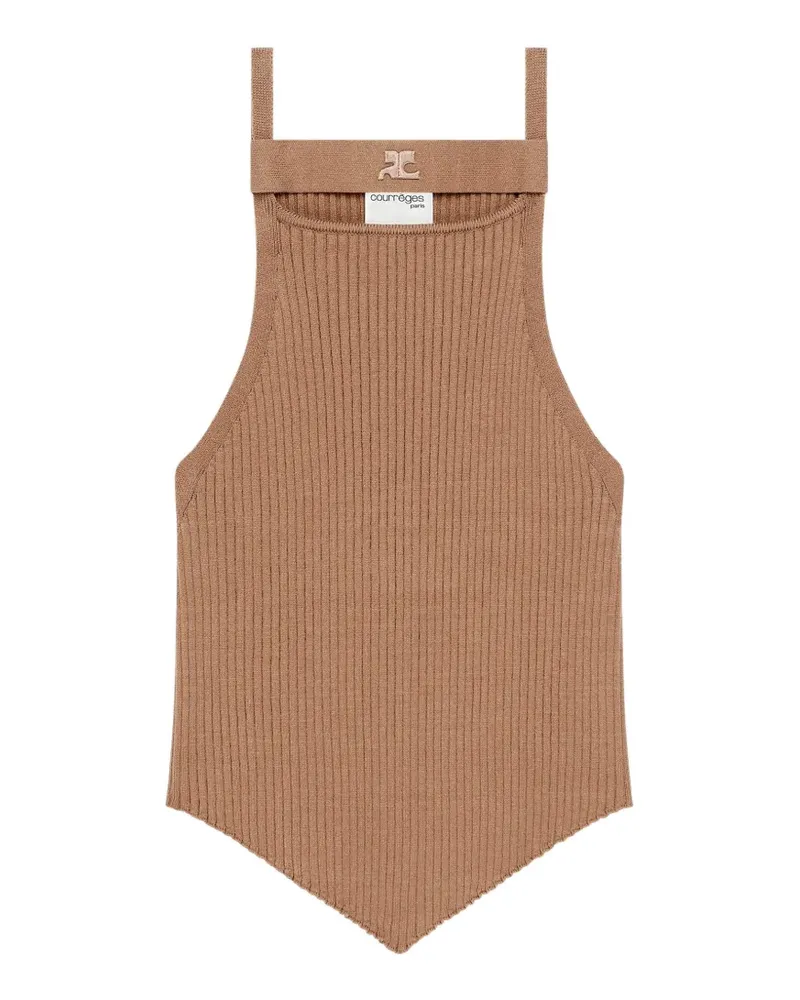 Courrèges Asymmetrisches Tanktop aus Rippstrick - Nude Nude