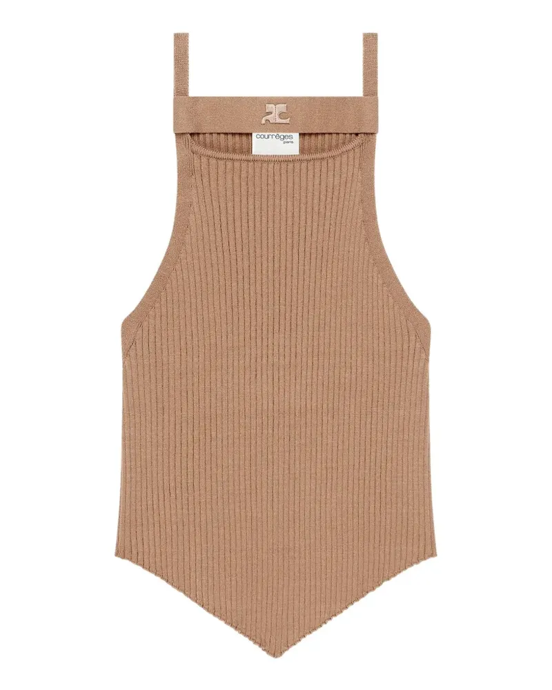 Courrèges Asymmetrisches Tanktop aus Rippstrick - Nude Nude