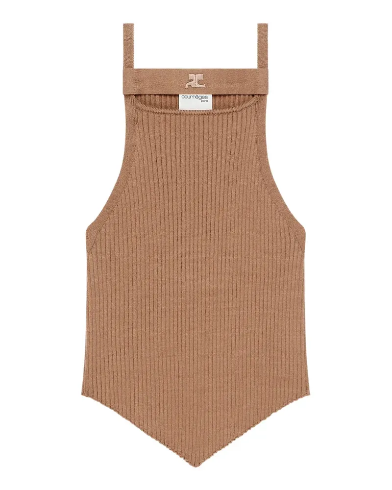 Courrèges rib-knit asymmetric tank top - Nude Nude