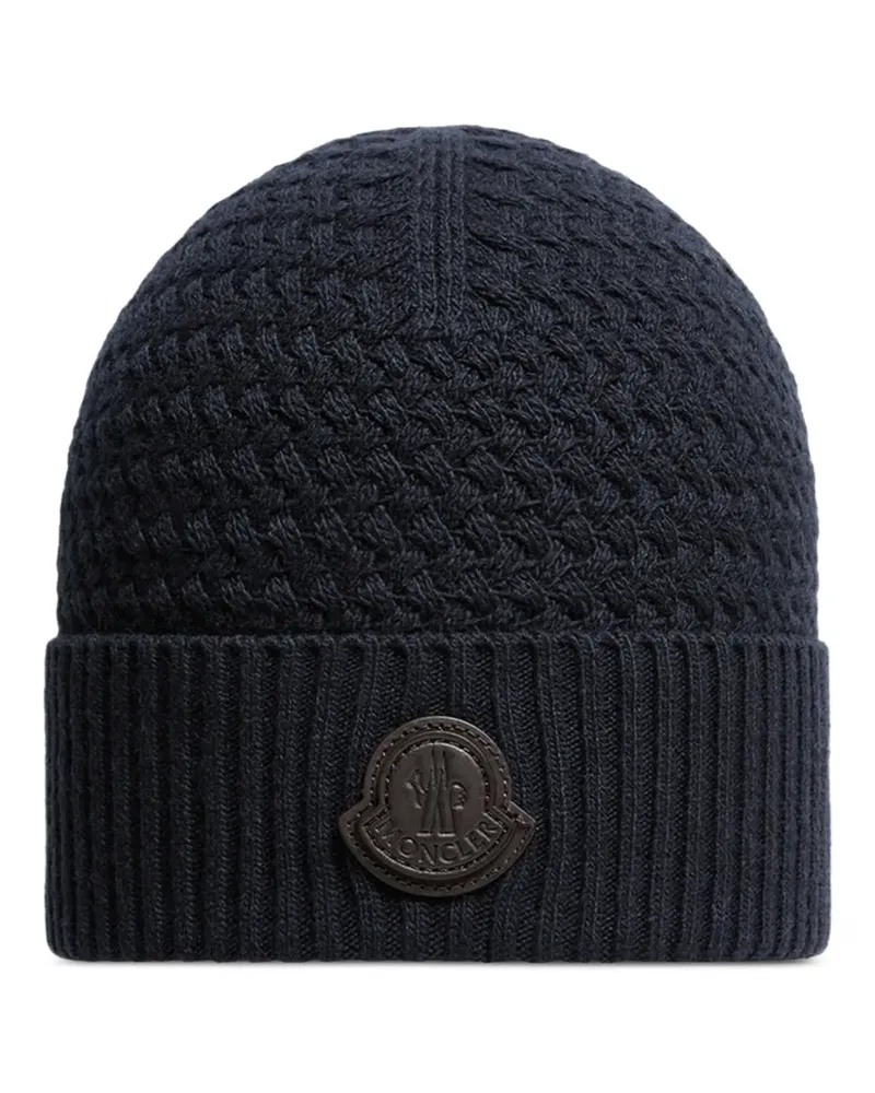 Moncler Beanie mit Zopfmuster - Blau Blau