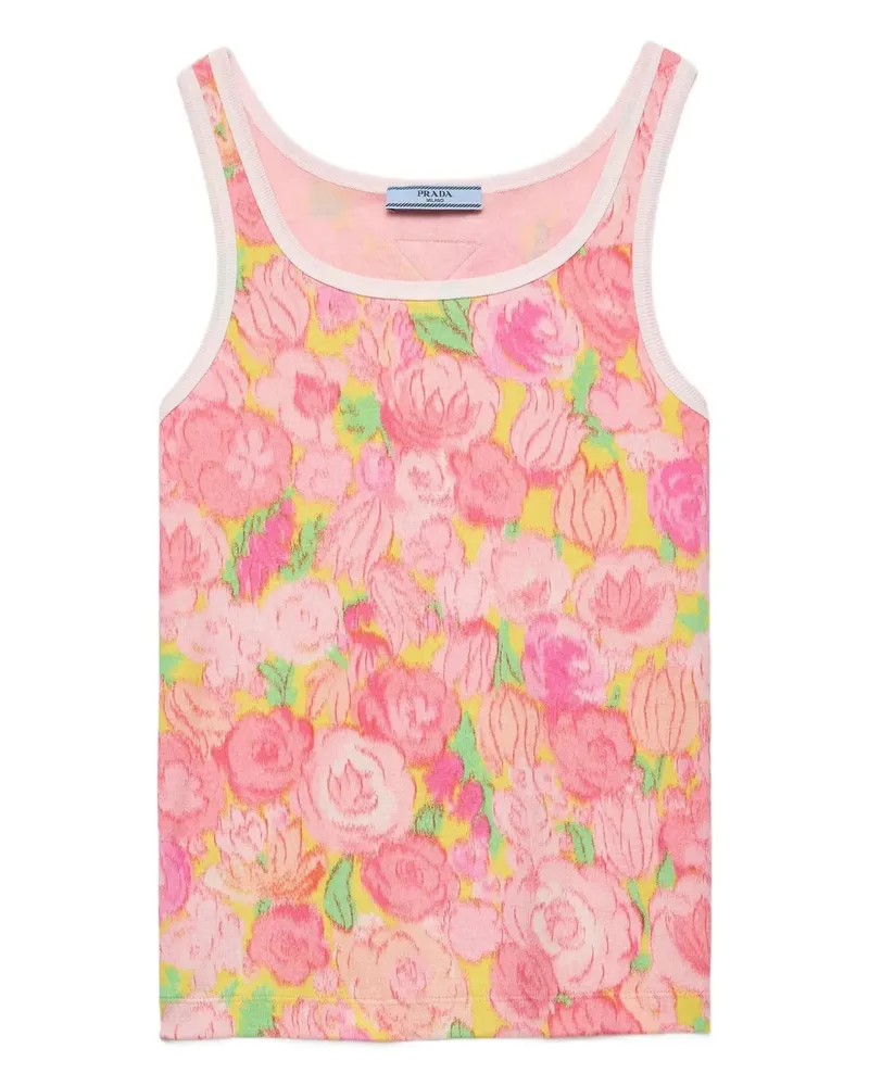Prada Geripptes Trägershirt mit Blumen-Print - Rosa Rosa