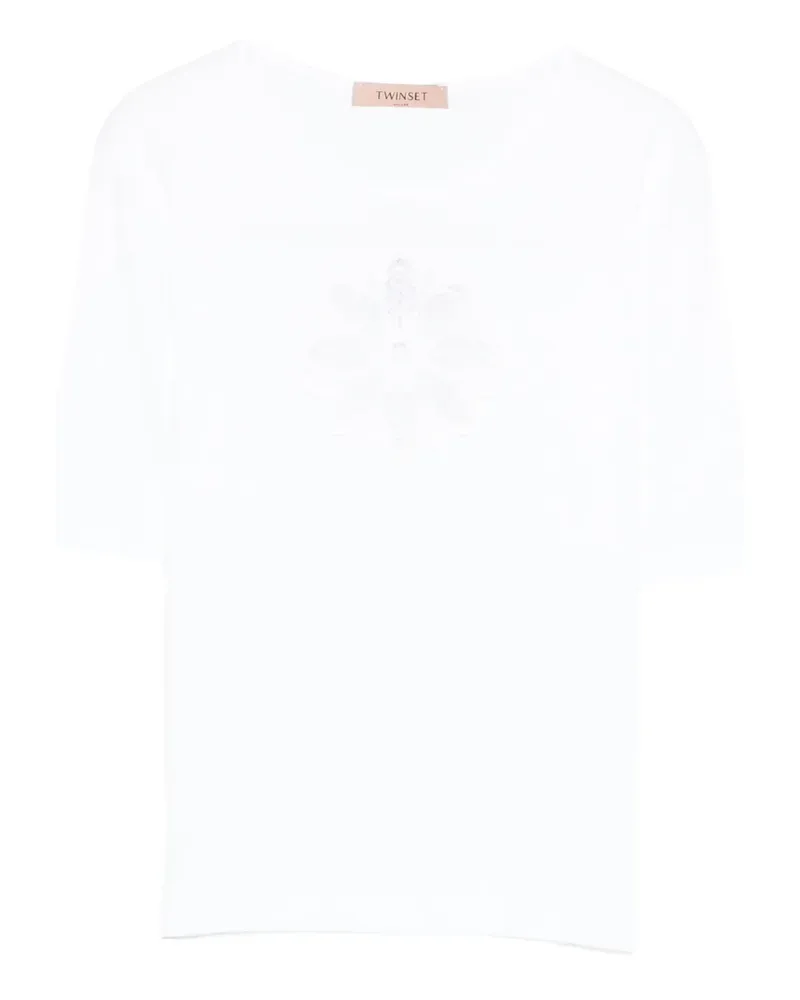 Twin-Set floral-appliqué T-shirt - Weiß Weiß