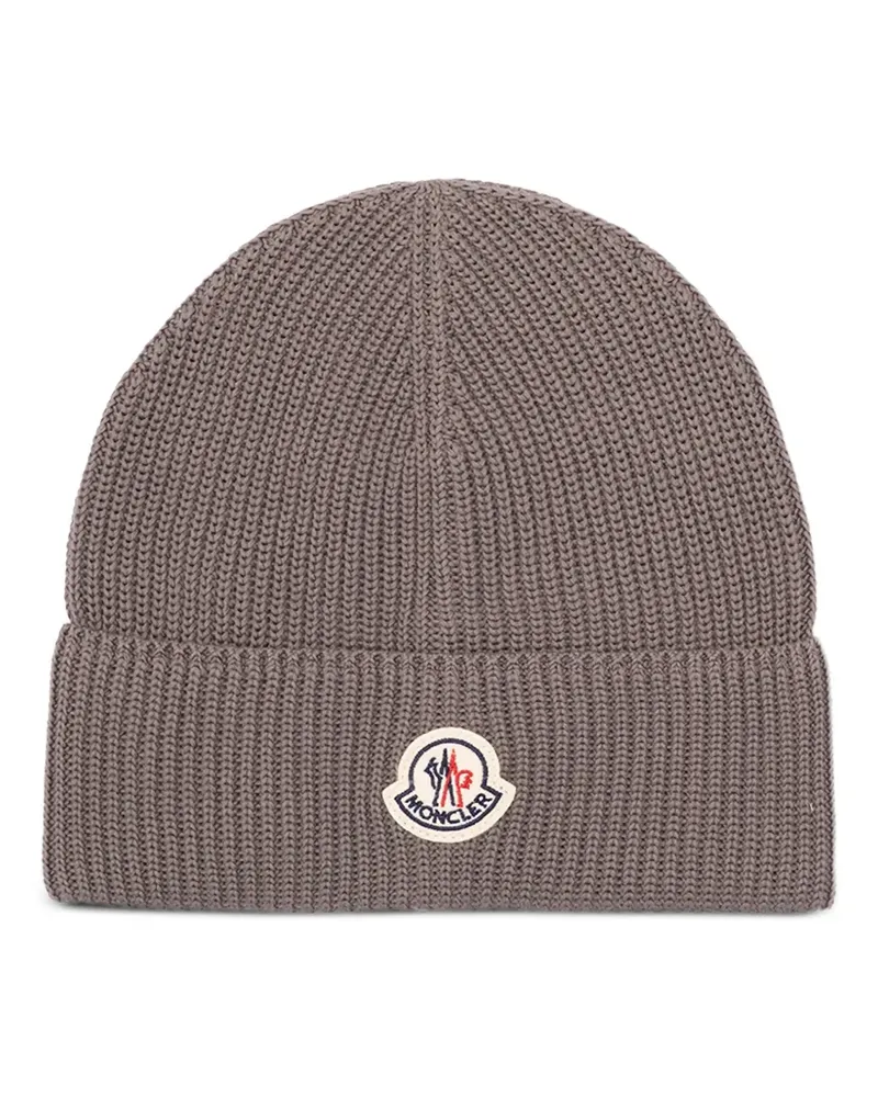Moncler ribbed logo-patch beanie hat - Grau Grau