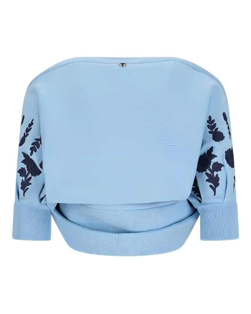Paco Rabanne floral-embroidered cropped sweater - Blau Blau