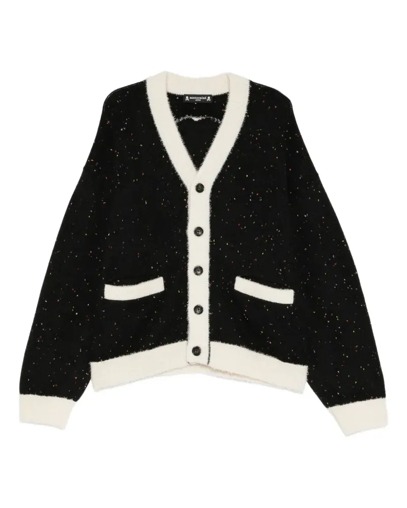 Mastermind Japan Tweed-Cardigan aus meliertem Strick - Schwarz Schwarz