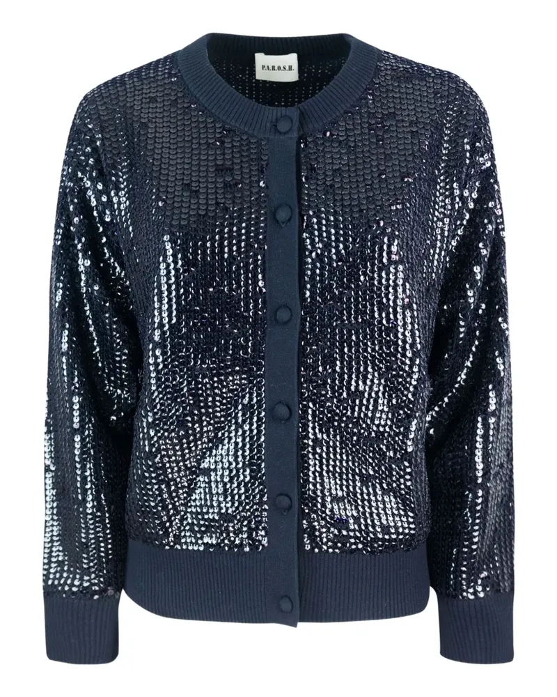 P.A.R.O.S.H. Cardigan mit Pailletten - BLUE AND GREEN Blue