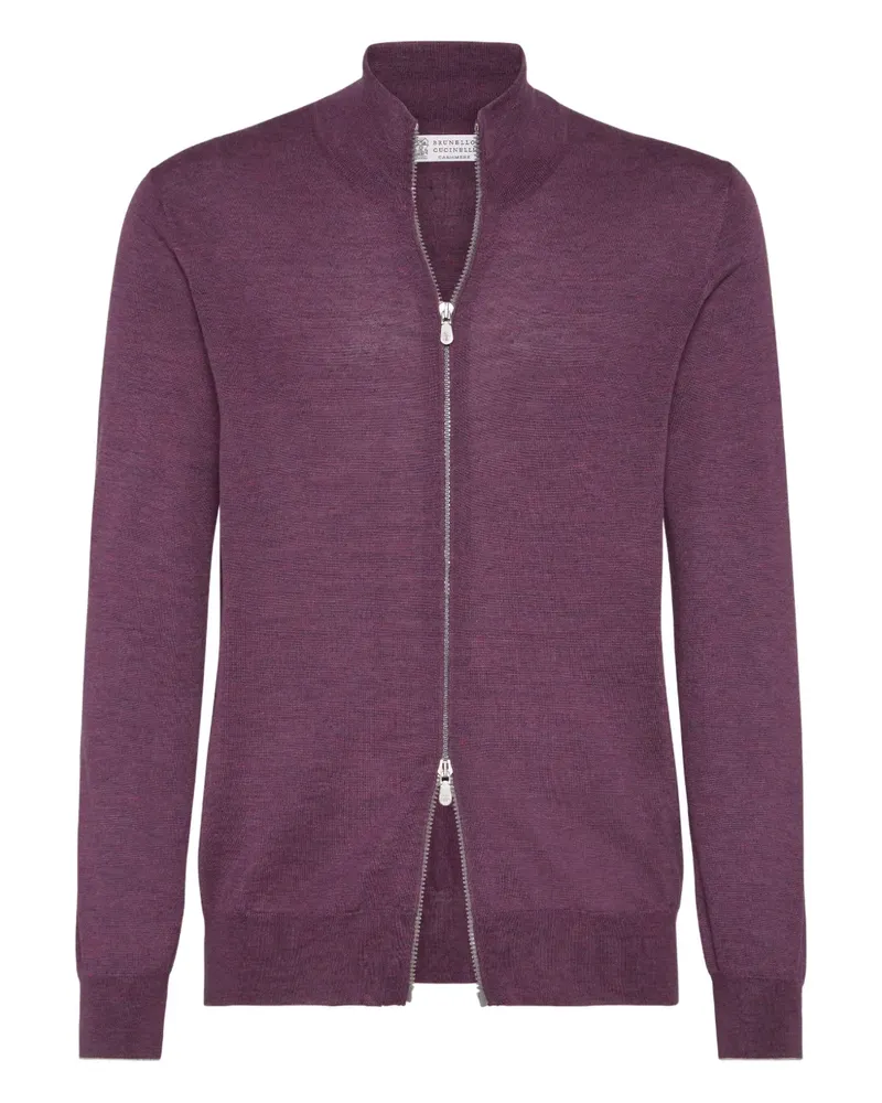 Brunello Cucinelli zip-up fine-knit cardigan - Violett Violett