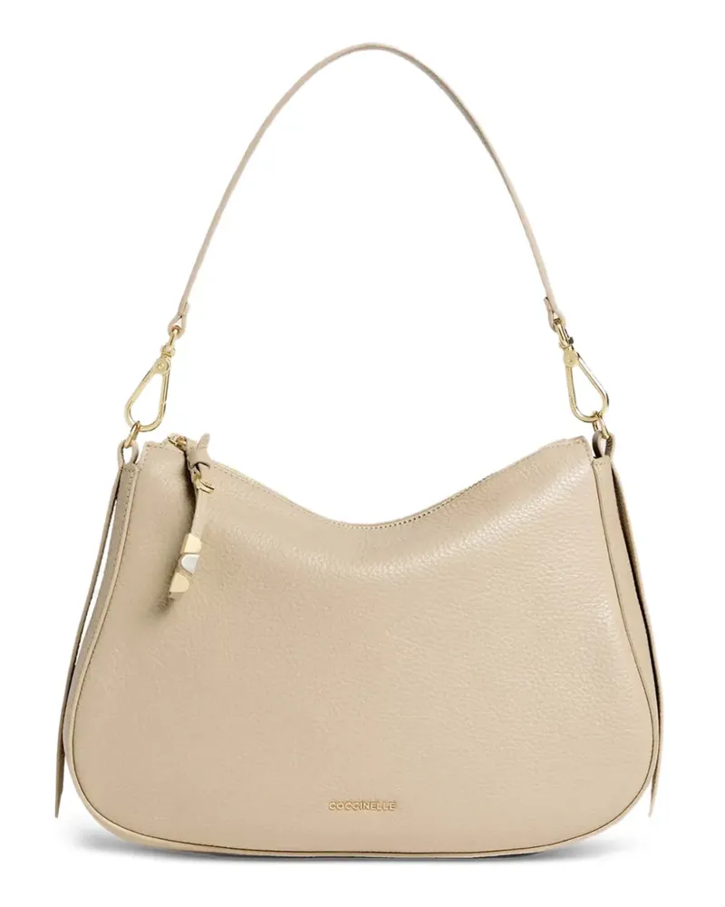 Coccinelle Mittelgroße Schultertasche aus gekörntem Leder - Nude Nude