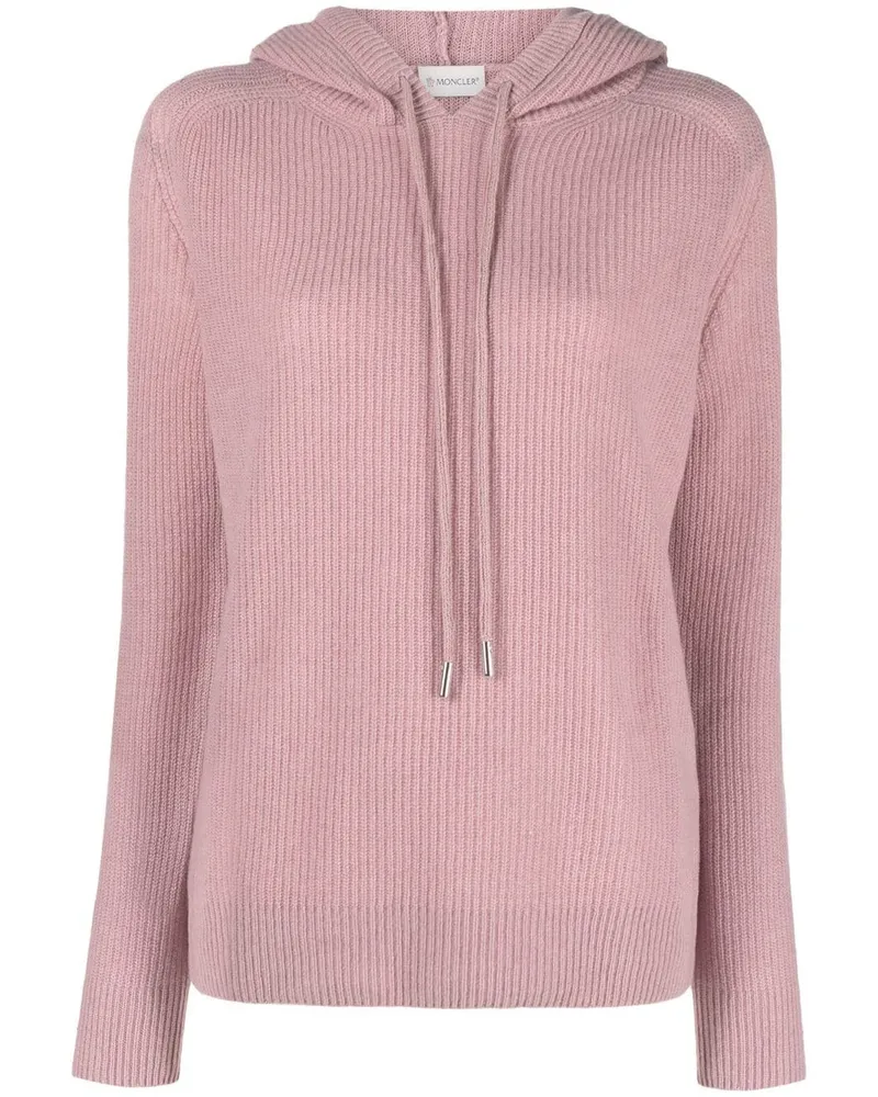 Moncler Gerippter Cropped-Hoodie Rosa