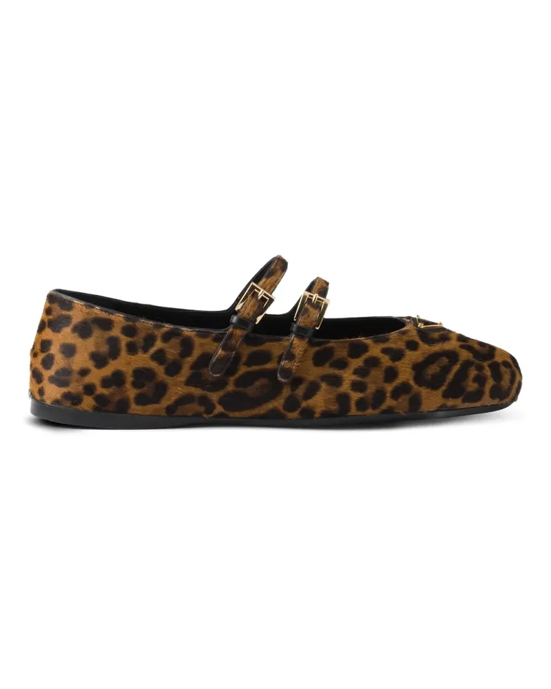 Prada Ballerinas mit Leoparden-Print - Braun Braun