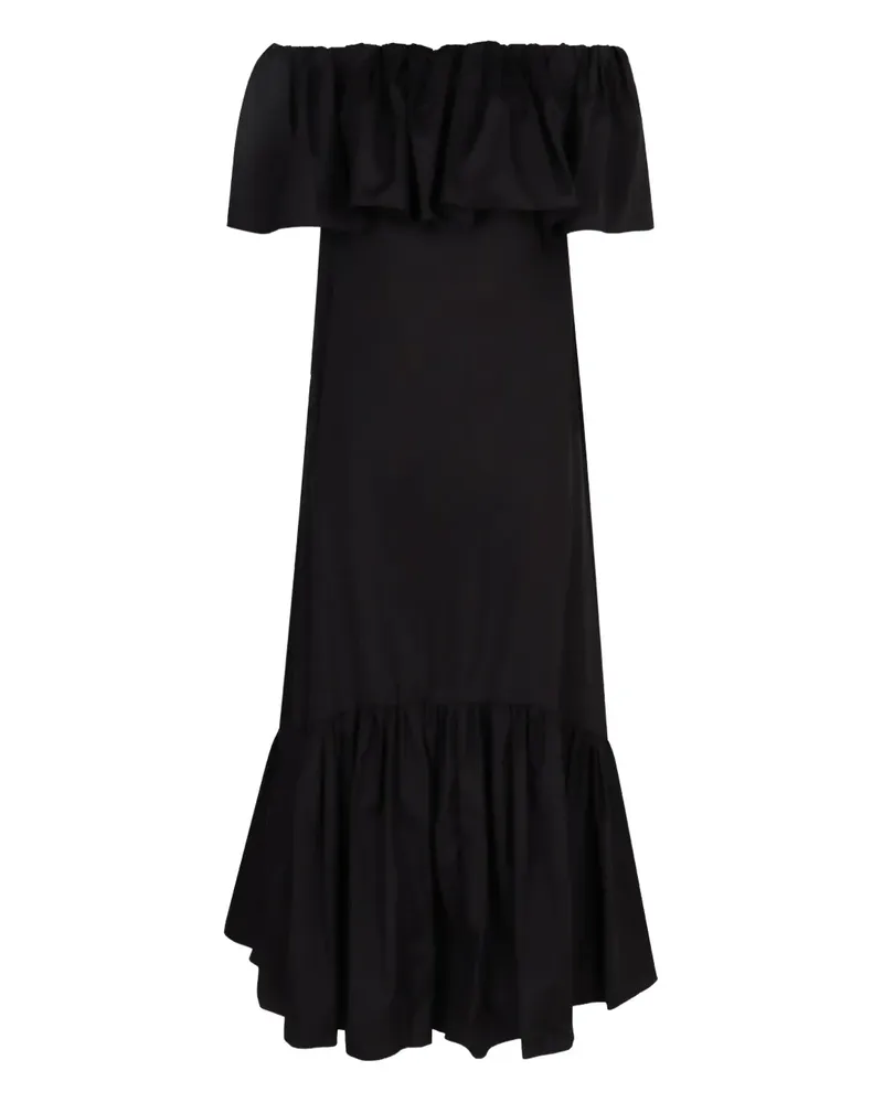 Max Mara Midikleid mit Rüschendetail - Schwarz Schwarz