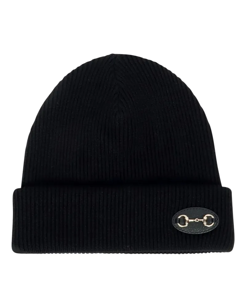 Gucci Horsebit-detail ribbed beanie hat - Schwarz Schwarz