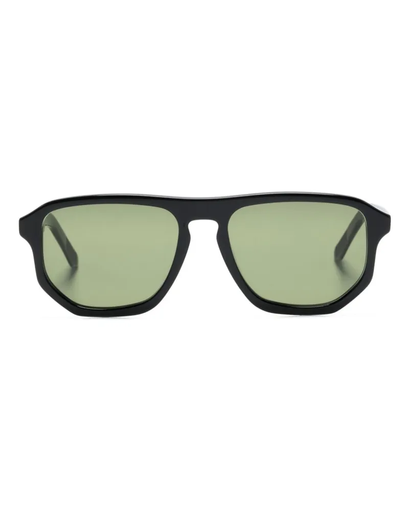 Lesca Maio XL Sonnenbrille mit eckigem Gestell - Schwarz Schwarz