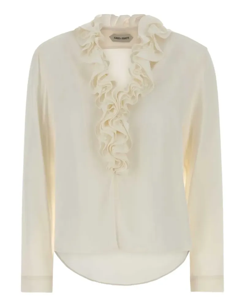 Alberta Ferretti ruffled-trim shirt - Nude Nude