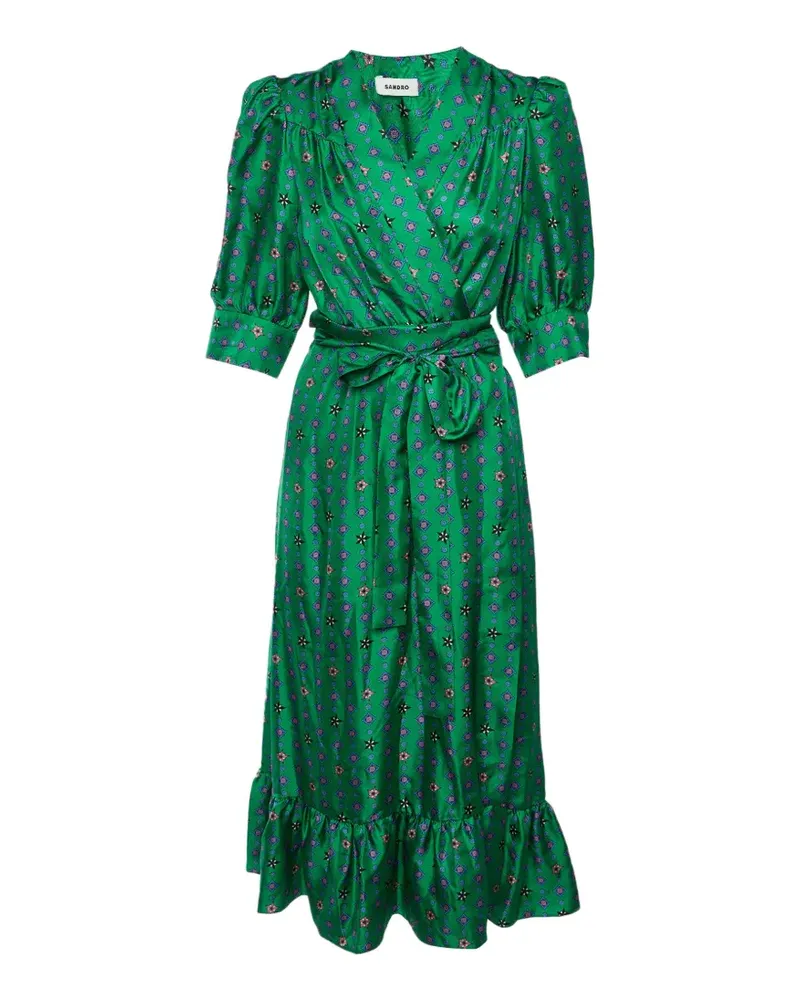 Sandro star-print wrap midi dress - Grün Grün