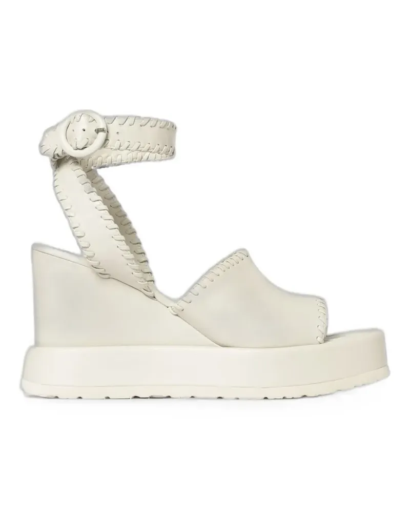 Paloma Barceló Manun whipstitch-trim wedge sandals - Weiß Weiß