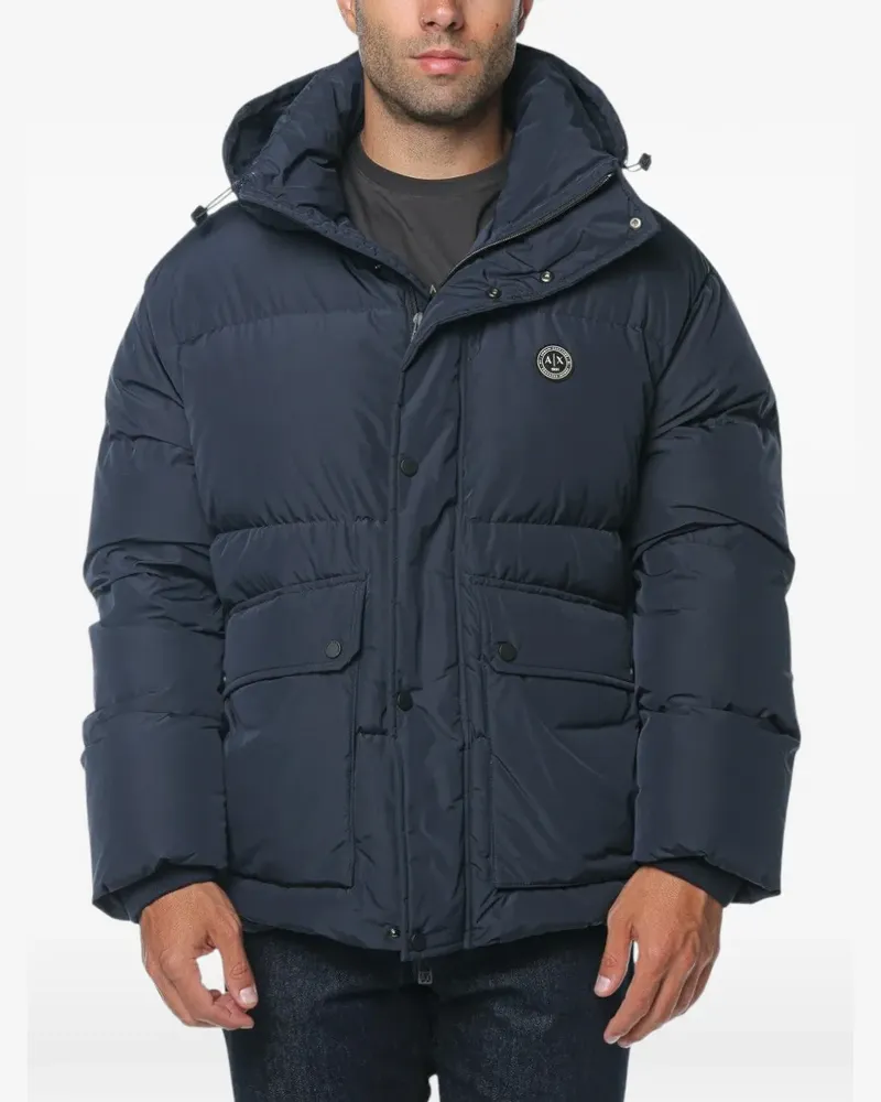 Armani Exchange Gesteppte Kapuzenjacke - Blau Blau