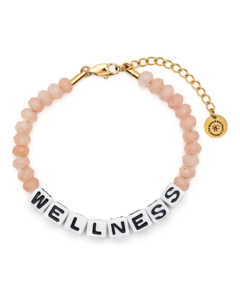 SPORTY & RICH Perlenarmband mit Slogan Rosa