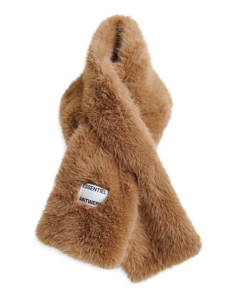Essentiel Schal aus Faux Fur mit Schlitz - Braun Braun