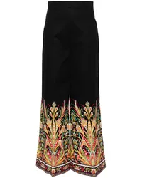 Etro Palazzohose mit botanischem Print Schwarz